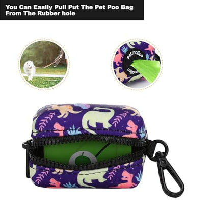 Attachment,Waste Bag Dispenser Zippered Pouch, Fits Any Leash, Includes Free Roll of Dog Bags, Poop Bag Dispenser - 2 Packs, Little Dinosaurs - color: Little Dinosaurs