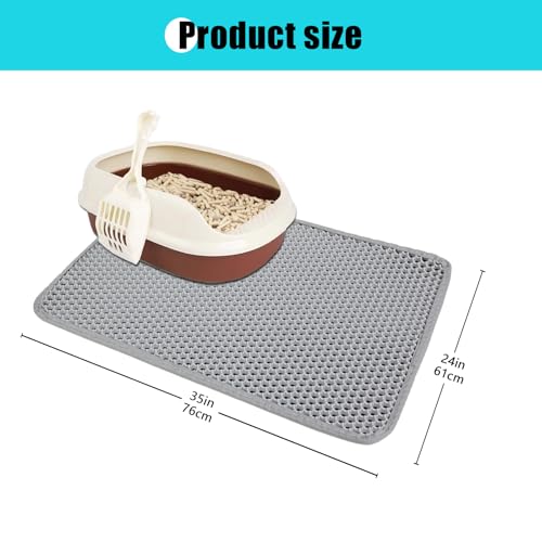 Cat Litter Mat, Kitty Litter Collector, Double Layered Honeycomb Design Waterproof, Anti Urine, Anti Slip, Easy to Clean, Limit Garbage (35"x24", Grey) - color: Gray, size: 24" x 35"