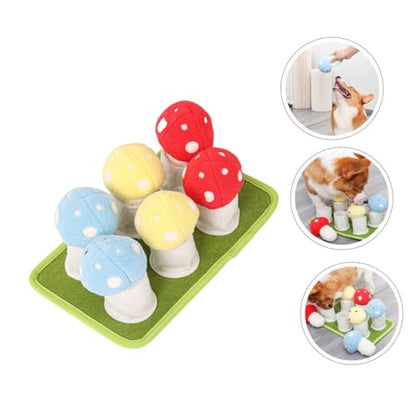 Abaodam Interactive Dog Slow Feeder Toy Creative Puppy Sniffle Mat Squeaky Mushroom Dog Training Foraging Pad for Chewing and Boredom Relief