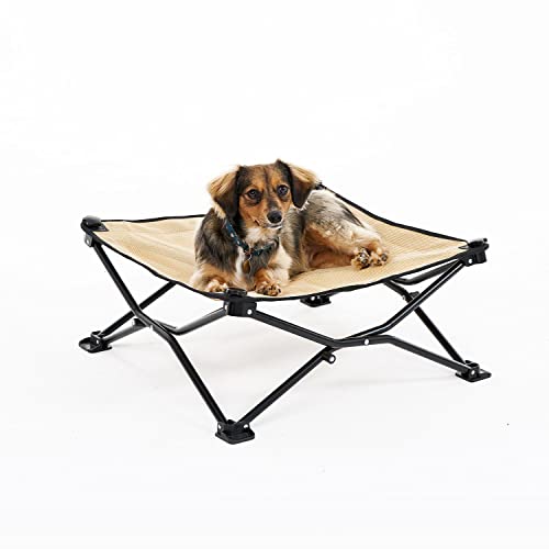 Coolaroo On-The-Go Elevated Dog Bed - Foldable Pop-Up Travel Dog Bed with Breathable, Moisture-Resistant Fabric, Carry Bag Included, Lightweight & Portable, Desert Sand, Standard - color: Desert Sand, style: Standard