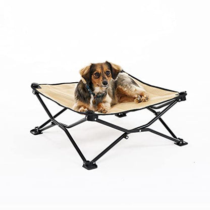 Coolaroo On-The-Go Elevated Dog Bed - Foldable Pop-Up Travel Dog Bed with Breathable, Moisture-Resistant Fabric, Carry Bag Included, Lightweight & Portable, Desert Sand, Standard - color: Desert Sand, style: Standard