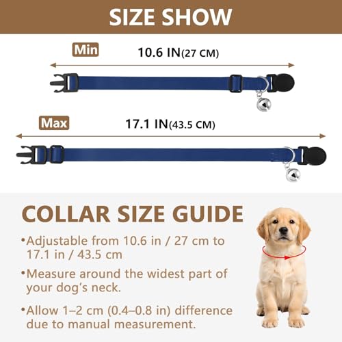 Sapphire Adjustable Pet Collar, 2 Pack Kitten Collar with Bell - color: Sapphire