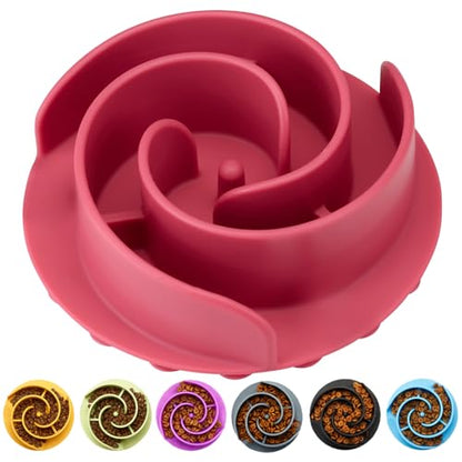 Slow Feeder Dog Bowls Insert, Animire Soft Silicone Slow Eating Dog Food Bowl for Small, Medium and Large Dogs, Compatible with Regular and Elevated Bowls - color: Rose, size: S