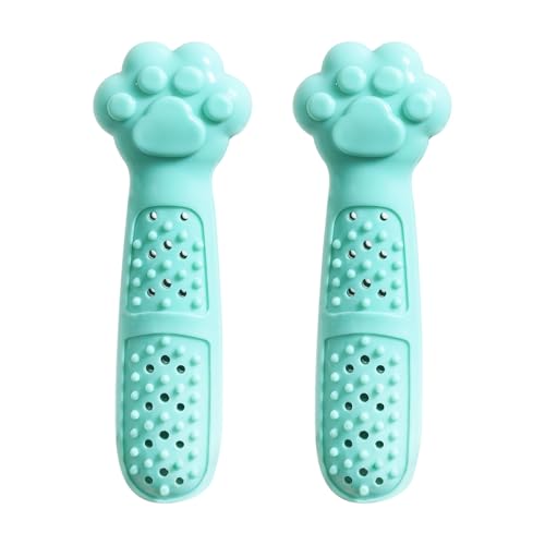 Cat Teething Toy, Cute Cat Paw Kitten Chew Toys for Cat Dental Care, Cat Treat Dispenser Toy for Kitten Chewing, Kicking and Boredom Releasing, Pet Puzzle Toys for Indoor Cats (Green-2 PCS) - color: Green-2 PCS