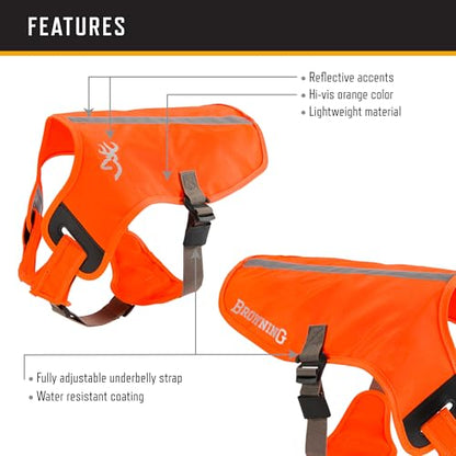 Browning Pet Vests, Hi Vis Safety Vests for Dogs, Safety Orange, Large, Adjustable Coverage - size: Large, style: Adjustable Safety Vest