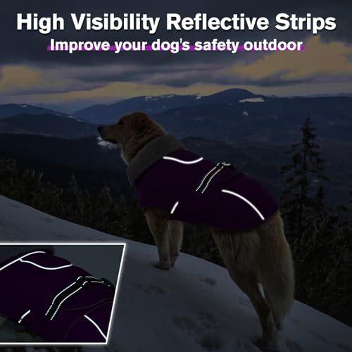 Lelepet Warm Dog Winter Coats for Small Dogs Waterproof Dog Jacket Reflective Pet Fleece Vest Windproof Cold Weather Coats with Adjustable Buckle & Leash Hole, Purple, S - color: Purple, size: S