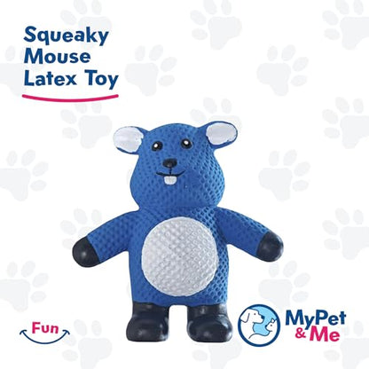 My Pet & Me - Squeaky Dog Toys for Light to Moderate Chewers - Fun Latex Toys for Puppies, Teething, and Gentle Play - Interactive Fetch and Chew Toy with Squeaker (Blue Mouse, 4.3 Inch) - size: 4.3 Inch, style: Blue Mouse