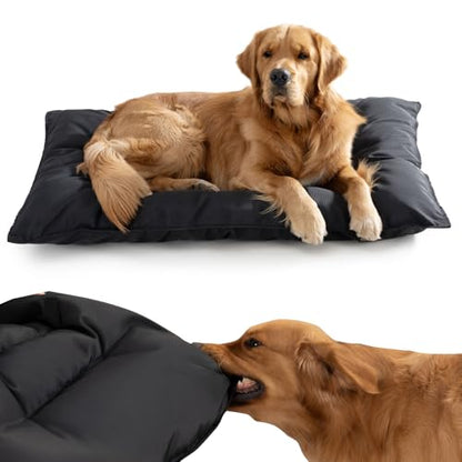 Chew Proof Indestructible Dog Bed - Durable Dog Bed for Aggressive Chewers, Machine Washable & Waterproof Indoor Outdoor Crate Pad, Tough Kennel Pad for Large Dogs (Large (28"x41")) - size: Large(28"x41")