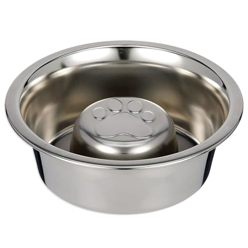 Palz&Co Slow Feed Reversible Stainless Steel Food and Water Bowl for Small Dogs and Cats, Promotes Healthy Eating and Mental Stimulation (Small 6 Oz) - size: Sm 6 Oz