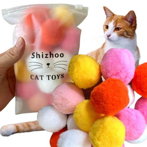 Premium Soft Pom Pom Balls for Kittens - Lightweight, Interactive, Assorted Colors - Plush Toy Balls for Kitten Training and Play - Pet Products for Cats (1.6 Inches 20 Balls) - size: 1.6 Inches 20 Balls