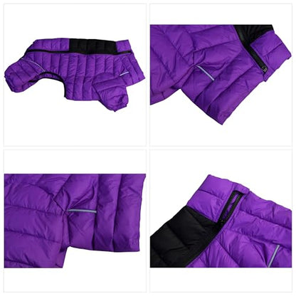 Purple Dog Jacket, Windproof & Waterproof, Reflective, Adjustable, Zippered, Snow Jacket for Small to Large Dogs - color: Purple, size: M (12.5inch Back)