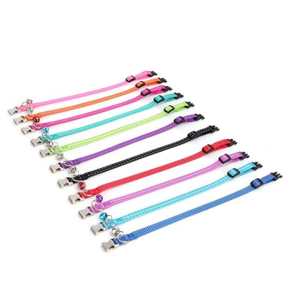 Blue Puppy Collar with Bell, Reflective Nylon XS Cat Collars Soft Adjustable Buckle for XSmall Small Puppy Female Tiny Pets Dogs Boy Girl Kitten Yorkie X-Small - color: Blue