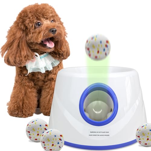 Automatic Dog Ball Launcher, Ball Launcher for Dogs, Suitable for Small and Medium-Sized Dogs, Interactive Dog Toy, with 3 2.3-inch Balls - color: Blue
