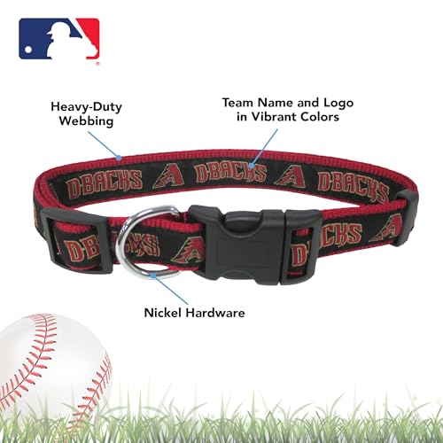 MLB Arizona Diamondbacks Licensed PET COLLAR- Heavy-Duty, Strong, and Durable Dog Collar. Available in 29 Baseball Teams and 4 Sizes - color: Arizona Diamondbacks, size: Medium