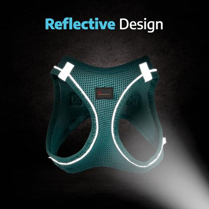 Filbert Dog Harness Large Sized Dog, Step-in Reflective Harness Large Sized Dogs, Mesh Vest, Adjustable, Soft, High Reflectivity, Breathable Fabric, Heavy Duty, Viridian Green - color: Viridian Green, size: XL (Chest: 20.75 - 23")
