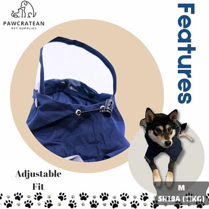 Dog Raincoat, Water Resistant, Adjustable, Cool Design (Dark Blue, Large) - color: Dark Blue, size: Large