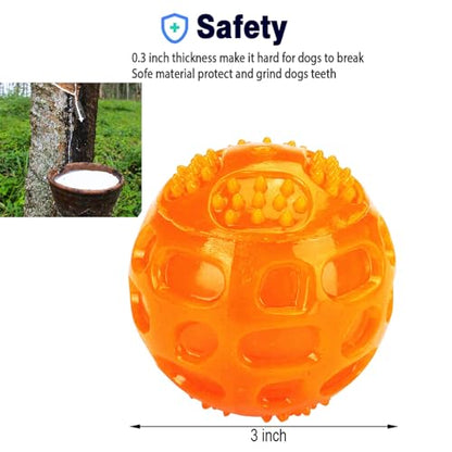 ACEONE Dog Squeaky Ball, Pet Squeak Chew Bouncy Rubber Toy Balls for Small Large Dogs Indestructible Exercise Training Playing - size: 2 Balls 3 Inch