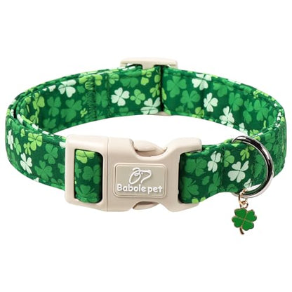 St. Patrick's Day Dog Collar for Small Dogs - Bold Green Lucky Clover Dog Collars, Cute Irish Party Shamrock Puppy Collar, Lightweight Adjustable St. Patricks Day Pet Collars XS - color: Bold Green Clover, size: XS
