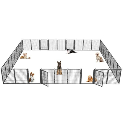Dog Playpen Outdoor with Low Threshold Gate, 32 inch 34 Panels Dog Play Pen Indoors, Heavy Duty Metal Puppy Playpen Dogs Pen, Rust-Resistant Pet Playpens for Yard RV Camping - color: 34 Panels-32 Inch