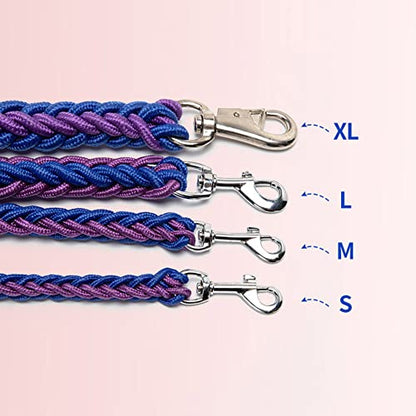 Love Dream Dog Collar and Leash Set, Heavy Duty Nylon Braided Rope Strong 4 FT Dog Leash and Martingale Training Collar for Small Medium Large Dogs Training and Walking (Black & Pink) - color: Black & Pink, size: Large (Thick 2.0cm)