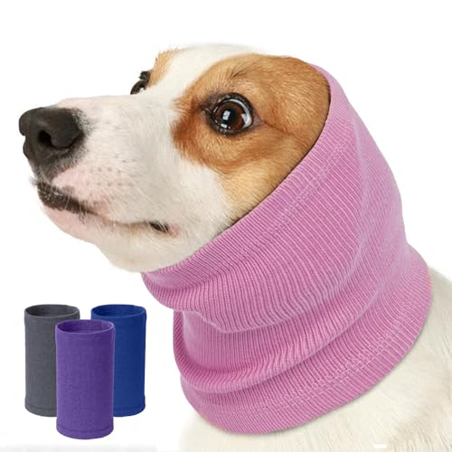 Nanaki Dog Hood Calming Ear Wrap, Quiet Headband Dog Head Cover Snood Doggy Ear Fireworks Muffs, The Grooming and Force Drying Pet Head Protector for Anxiety Relief Calming Doggy Covers for Noise - color: Pink, size: Medium