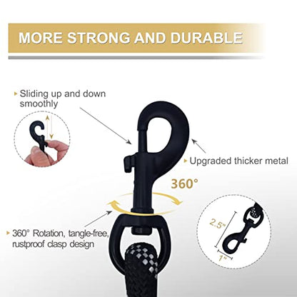 Dog Leash Heavy Duty 6ft, Double Handle Dog Leash with Padded Handle for Traffic Control, Reflective Rope Leashes for Large and Medium Dogs Night Control Safety Training (Black) - color: Black (25 to 120 lbs)