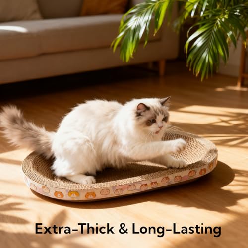 3 Pack Large Cat Scratcher Cardboard, Oval Cat Scratcher Bed Cat Scratch Pad Board Lounge Couch for Indoor Cats Bowl Shaped Cat Scratching Post Nest for Cats Grinding Claw Furniture Protector - size: L(17.5"x13.6"x3")