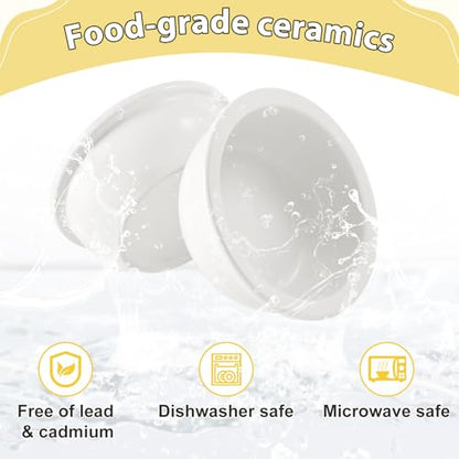 2PCS Cat Bowls Ceramic Replacement Bowl 360ml Kitten Food and Water Bowl for Indoor Cats Puppy Dishes Small Pet Feeding Dish for Rabbit & Guinea Pig Dishwasher & Microwaveable Safe(White)