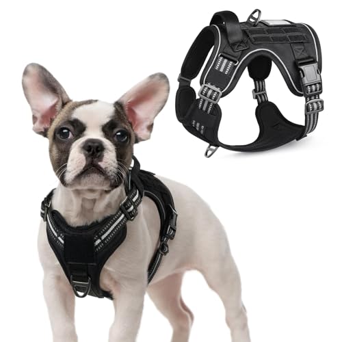 rabbitgoo Tactical Dog Harness for Small Dogs, No Pull Military Service Vest with Handle & Molle, Easy Control for Training Walking, Adjustable Reflective Straps, Black, S - color: Black, size: Small