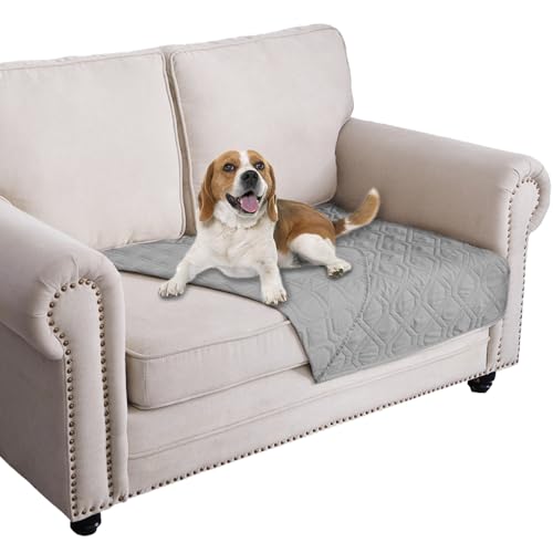 Ameritex Waterproof Blanket Reversible Dog Bed Cover Pet Blanket for Furniture Bed Couch Sofa - color: Lightgrey, size: 30x53 Inch (Pack of 1)