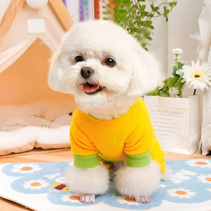 2 Pack Dog Pajamas Small Sized Dog Fleece Pajamas Cute Dogs Fleece Sweater Doggy Sweater Love Pattern Onesies for Pjs Small Clothes - color: green, size: Medium(suggest Length of Back 11'')