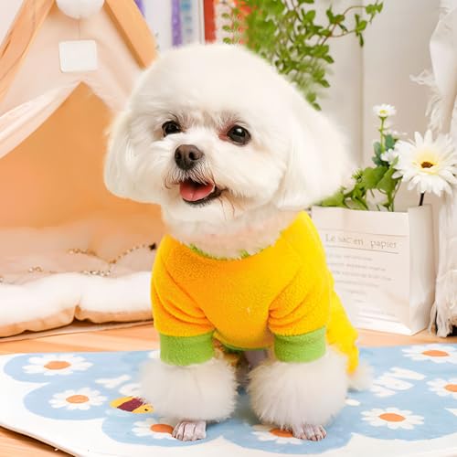 2 Pack Dog Pajamas Small Sized Dog Fleece Pajamas Cute Dogs Fleece Sweater Doggy Sweater Love Pattern Onesies for Pjs Small Dogs Clothes - color: green, size: Large(suggest Length of Back 14.6'')