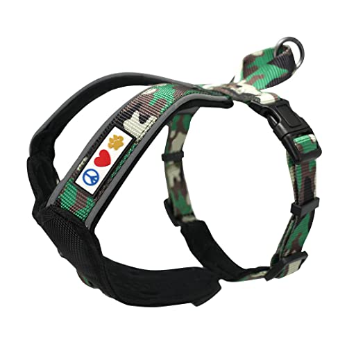 Pawtitas Reflective Padded Dog Harness for X-Small Dogs – Adjustable Puppy Step-in Vest | Fits Chest 14–18 in | No Pull Training Harness | XS | Green Camouflage - color: Green Camouflage, size: X-Small (Pack of 1)
