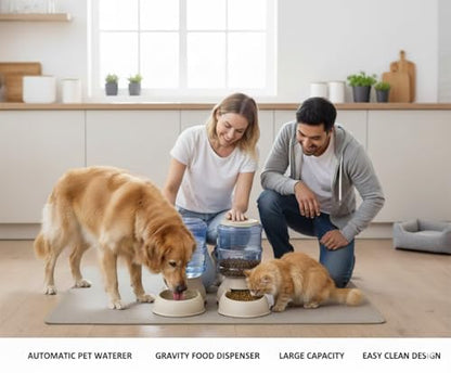 Pet Feeding Solution Automatic Cat & Dog Cafe Feeder and Water Dispenser in Set with Food Scoop - Ito Rocky 6-Meal Automatic Food Dispenser for Small/Middle Puppy and Kitten - color: Grey Feeder and Water Dispender
