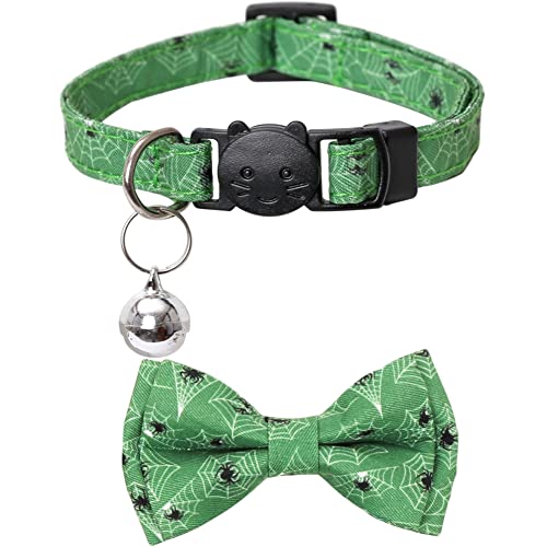 Halloween Cat Collar Breakaway with Cute Bow Tie and Bell for Kitty Adjustable Safety - color: Pattern 5