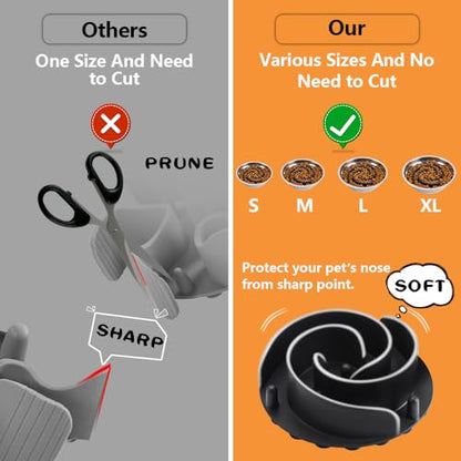 Slow Feeder Dog Bowls Insert, Animire Soft Silicone Slow Eating Dog Food Bowl for Small, Medium and Large Dogs, Compatible with Regular and Elevated Bowls - color: Black, size: L