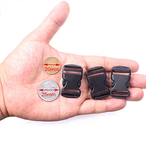 CooBigo 5 Pack 3/4" Side Release Buckle Dual Adjustable 5 Yards 3/4" PP Strap Webbing Outdoor Camping Backpack Sleeping Bag Tent Belt Tied Band Accessories (5 Buckle + 5 Yards Webbing) - color: G#: 3/4" (5 Buckle + 5 Yards Webbing)