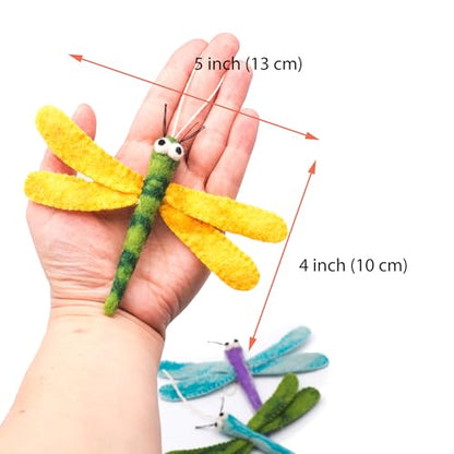 Glaciart One Cat Wand Toy Refill – 3pcs Wool Dragonfly Felt Cat Toy, Durable Lures Attachments for Indoor Play - Filled w/Organic Catnip to Excite/Calm Pet - color: Dragonfly