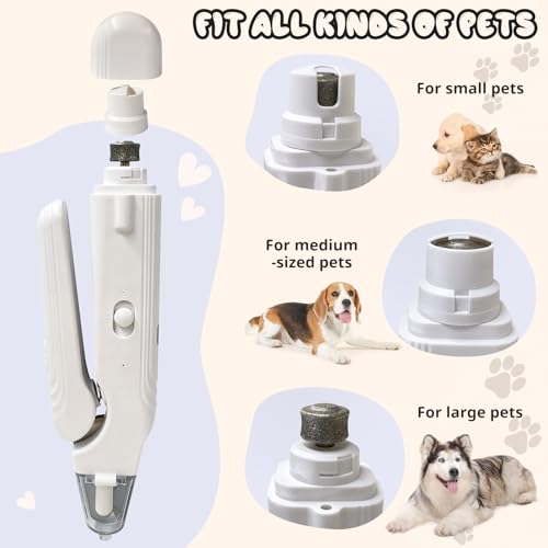2-in-1 Dog Nail Trimmers & Dog Nail Grinder, Dog Nail Clippers with 2 LED Lights & Safety Guard, USB Rechargeable, Multiple Grinding Methods for Small, Medium, and Large Dogs & Cats (White) - color: White