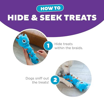 Outward Hound by Nina Ottosson Twistiez Interactive Plush Dog Treat Puzzle, Monster, Blue - color: Twistiez Monster