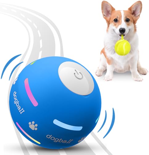 PetDroid Interactive Dog Toys Dog Ball,[Newly Upgraded] Durable Motion Activated Automatic Rolling Ball Toys for/Small/Medium/Large Dogs,USB Rechargeable (Blue) - color: Blue
