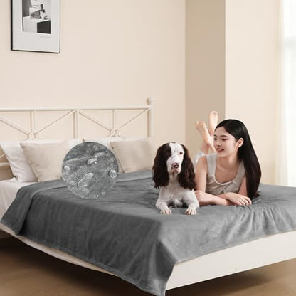 Waterproof Bed Blanket, Waterproof Pet Blanket, Double-Sided Flannel Waterproof Leak-Proof Spill-Proof Cover Blanket for Dogs and Cats, Home Protection Cover, Camping and Travel(30"×40", Grey) - color: Grey