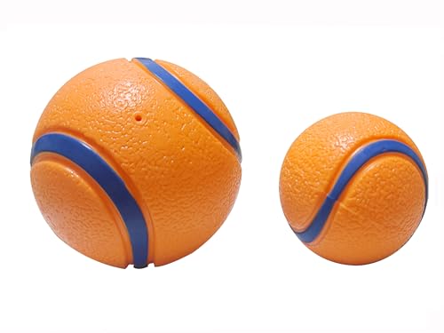 Dog Toy Ball,Rubber Sound-Producing Toy Ball, with a Groove Design That is Resistant to Bites, Has a High Bounce, Dog Training Interactive Pet Toy, Relieving Pet Anxiety,Pack of 2 - color: Yellow, size: Small/Large