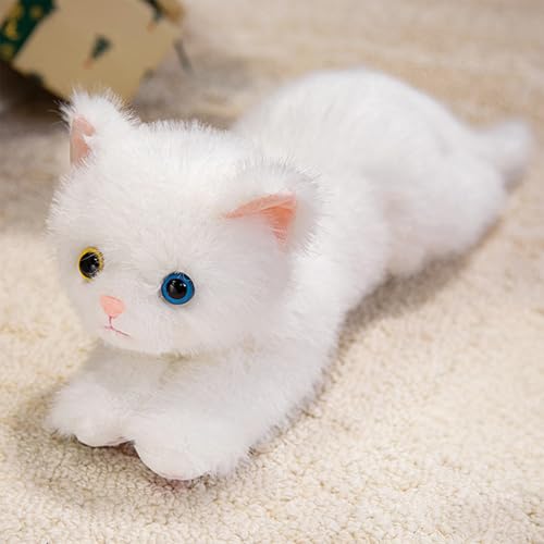 PEACH CAT Cat Stuffed Animal 12" Realistic Kitten Plushies Soft Plush Toys Gifts for Kids White - style: 12" White Cat