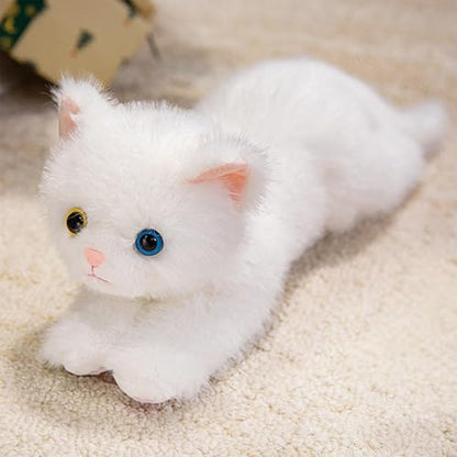 PEACH CAT Cat Stuffed Animal 12" Realistic Kitten Plushies Soft Plush Toys Gifts for Kids White - style: 12" White Cat