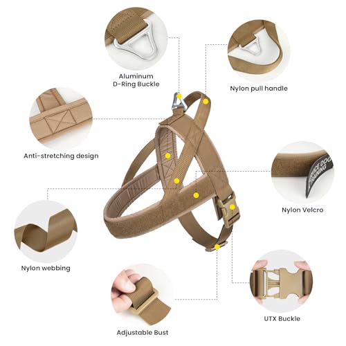 EXCELLENT ELITE SPANKER No Pull Dog Harness Padded Military Patrol Vest Adjustable Nylon Small Service Walking Dog Harness with Handle for Training Running(COB-M) - color: COB, size: M-(Chest 25.5-31.5")