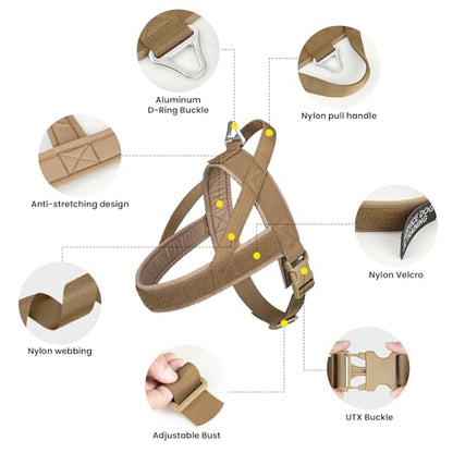 EXCELLENT ELITE SPANKER No Pull Dog Harness Padded Military Patrol Vest Adjustable Nylon Small Service Walking Dog Harness with Handle for Training Running(COB-L) - color: COB, size: L-(Chest 31.5-43")