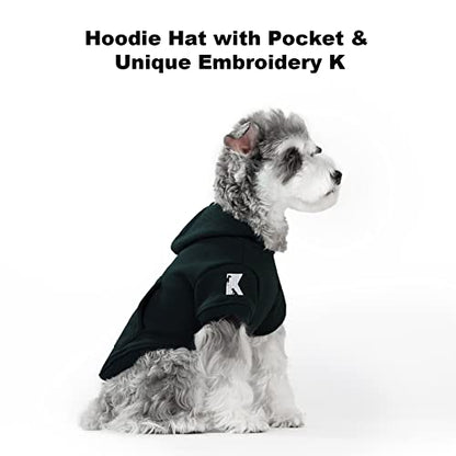 Dog Hoodie Fleece Puppy Clothes Warm Sweater with Hat for Small Dogs Cat Hooded Shirt Kitten Pet Basic Sweatshirt with Pocket Doggie Soft Winter Coat Apparel (Green; S) - color: Green, size: S-(2~7lb) | Chest(~13")