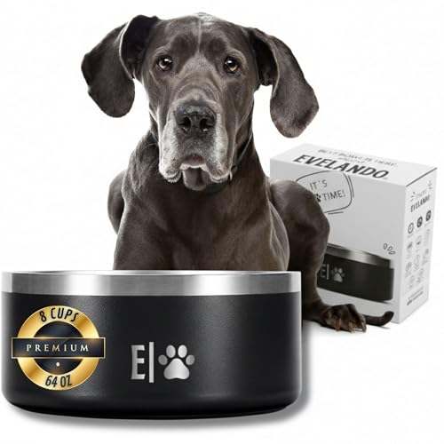 64 oz - 8 Cups Stainless Steel Dog Bowl – Triple-Insulated Pet Dish Keeps Water Cold & Food Warm – BPA-Free, Non-Slip Base – Durable & Elegant Feeding Bowl for Small & Medium Dogs & Cats - size: 64 oz / 8 cups
