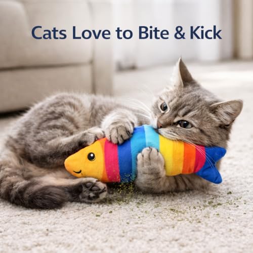Catnip Toys for Indoor Cats, 6 Pack Plush Cat Kicker Toys with Natural Catnip, Bunny Kick Chew Cat Toys for Kittens & Adult Cats